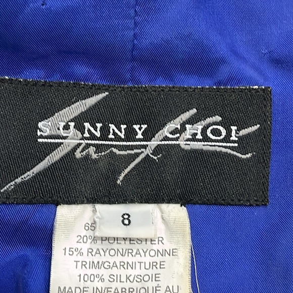 Vintage Sunny Choi Sapphire Button up Blazer Jacket Ruffle size 8 - Picture 11 of 11